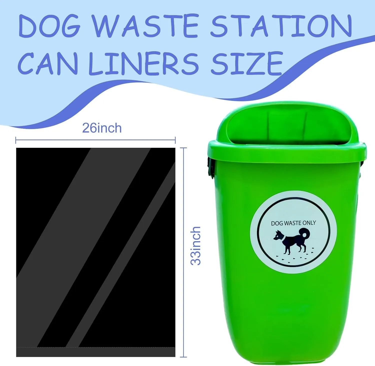 1 Packs 50pcs Black Dog Waste Bags 26" W x 33" l Dog Waste Station Can Liners Heavy Duty Thick Large Poop Bags for Pet Refill Rolls for Doggy Pet Outdoor