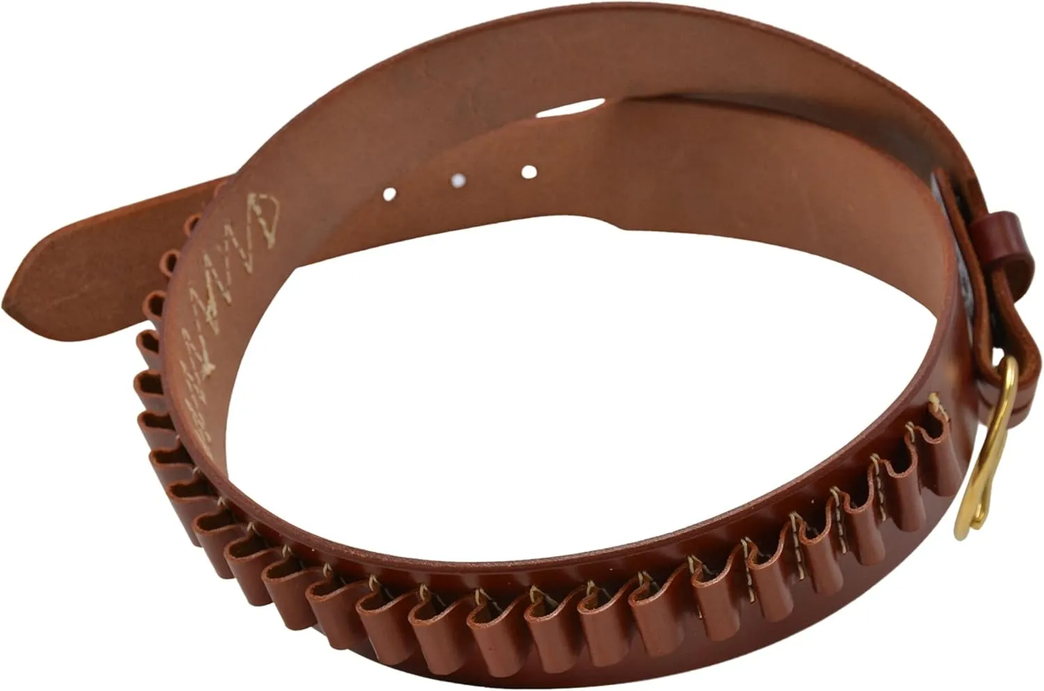 10023 100 Heavy Saddle Leather Pistol Cartridge Belt, Walnut Oil, Plain Finish