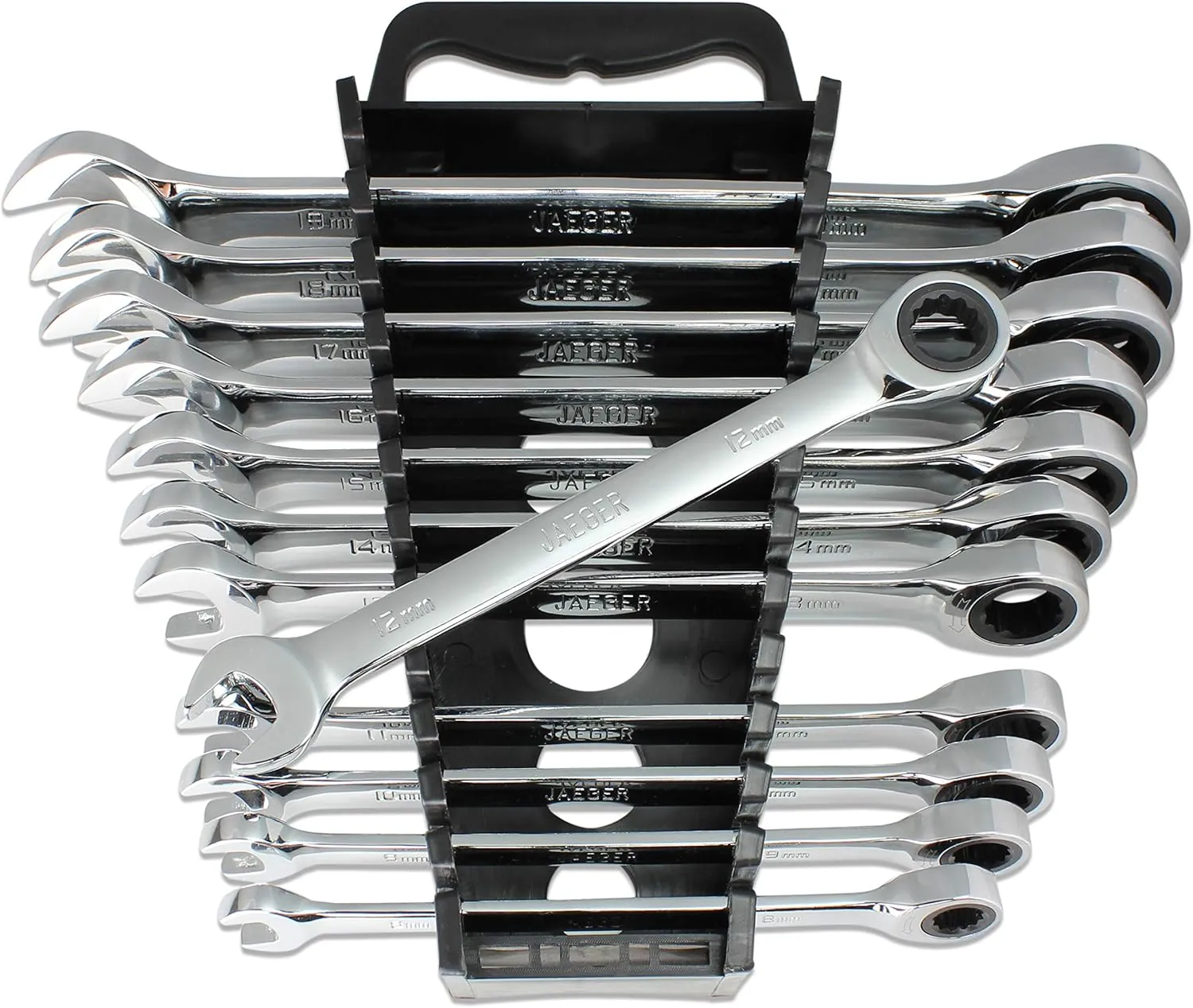 12pc MM/Metric TIGHTSPOT Ratcheting Wrenches - With Quick Access Wrench Organizer - Our standard in combination wrench sets from gear to tip