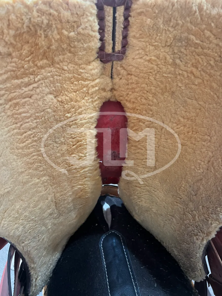 14" Custom Red Leather Team Roping Saddle by Cossentine Saddlery