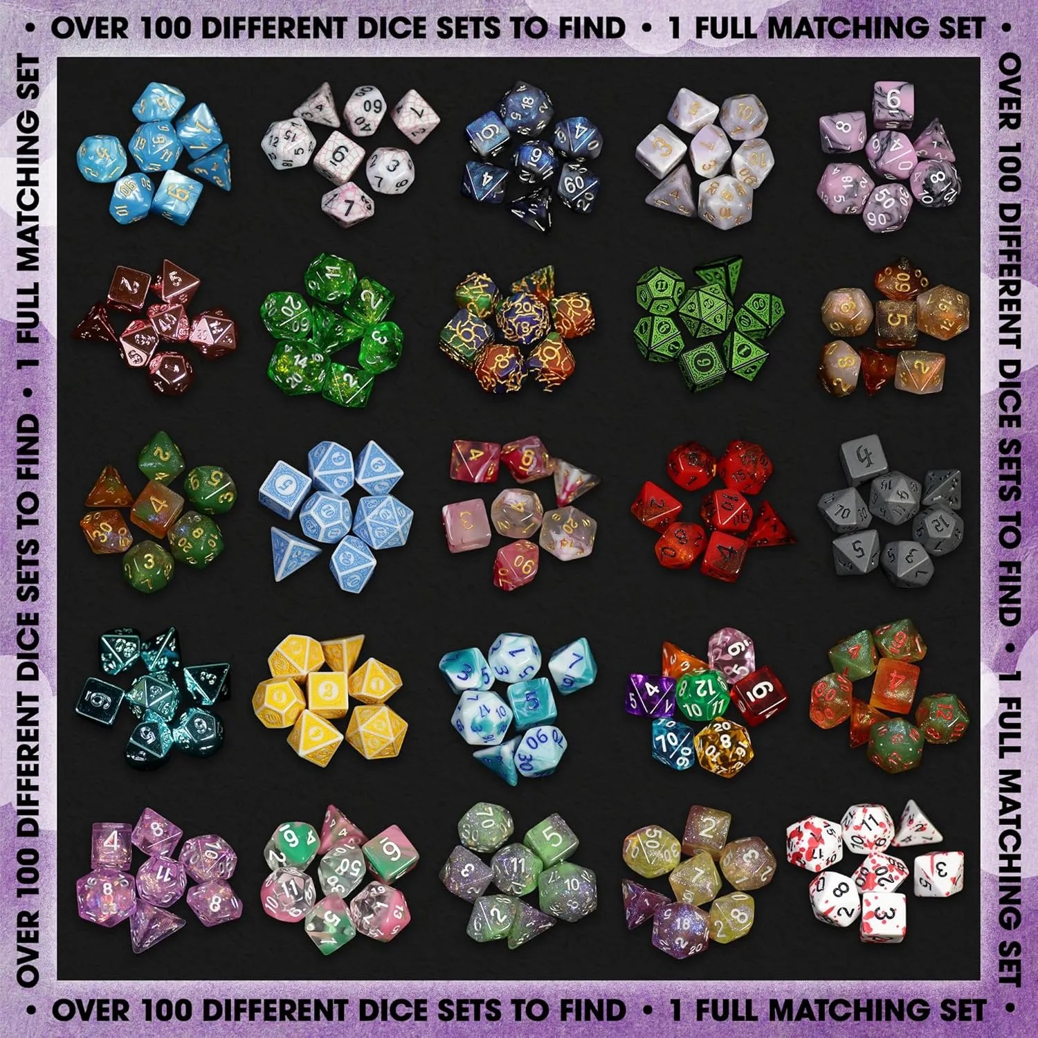 1985 Games Premium Mystery Dice, Set of 7 Polyhedral Dice, Heart Dice, Pink Dice, Suitable for Role Playing, Table Games (Premium Mystery Pack of 6)