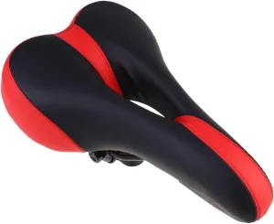 1Pc Comfortable Bike Saddle Cushion Breathable Mesoporous Design for Mountain Bikes Ergonomic Shock Absorbing Seat Supplement Easy Installation Black Red Color Thickened Saddle