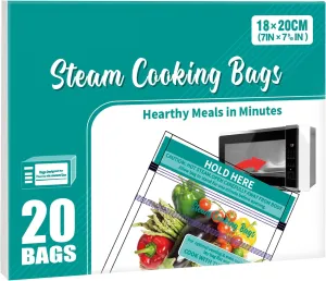 20 PCS Microwave Steaming Bags Disposable Food Steam Cooking Bags for Vegetables, Potatoes and Meat, Easy to Use, Keep Fresh (20)