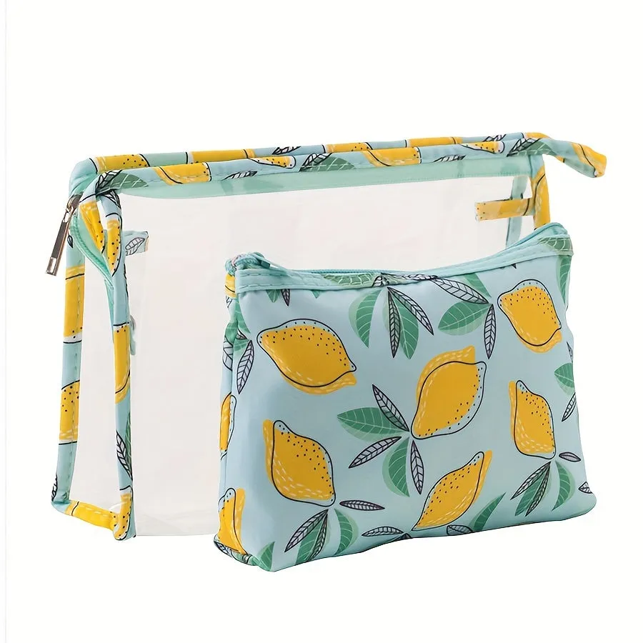 2pcs PVC Transparent Waterproof Tote Wash Bag Travel Storage Beach Essential