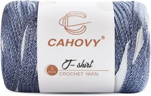 400g T-Shirt Yarn Crochet Yarn for Beginner Crochet Bags/Basket/Coaster,400G/110yds High Elastic Polyester Thick Tshirt Blue&White Stripes