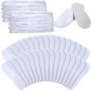 60 Pairs Spa Slippers Unisex Disposable Hotel Guest House Slippers for Spa Party Guest Home Hotel Travel, White Non-Slip Slipper Two Size Fits Most Men and Women (11 Inch)