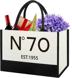 70th Birthday Gifts for Women Tote Bag, 70 Years Old Gifts for Her, Happy 70th Birthday Gifts for Her Turning 70, Vintage 1955 Canvas Birthday Bag