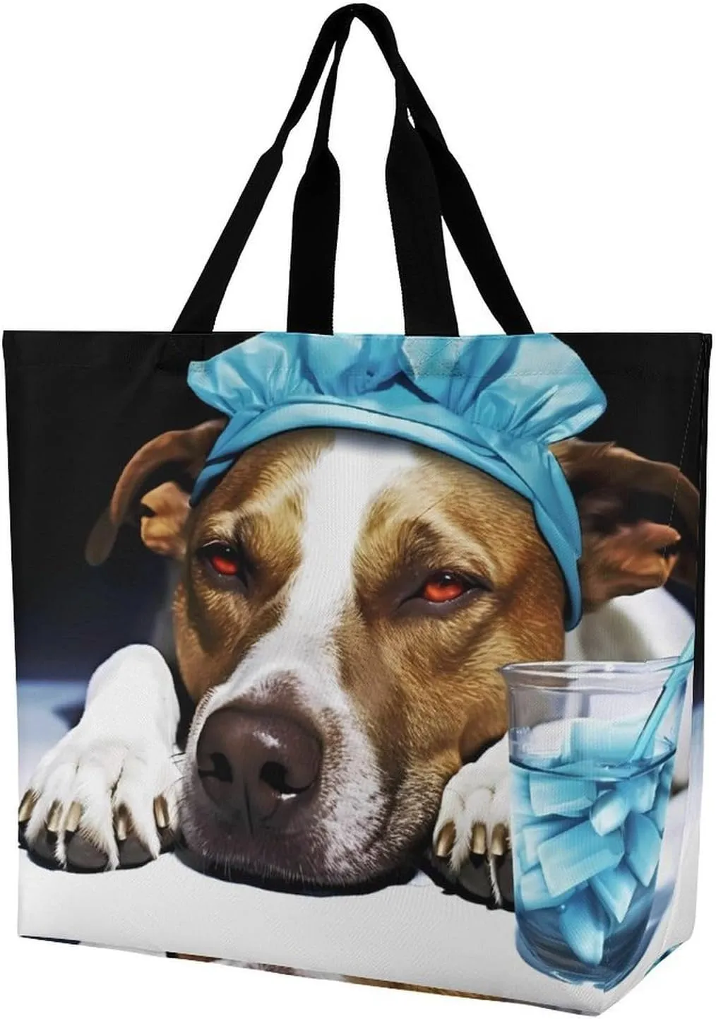 A Dog is Sick Women's Shopping Bag Fordable Tote Bag Large Top Handle Handbag for Travel Work