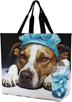 A Dog is Sick Women's Shopping Bag Fordable Tote Bag Large Top Handle Handbag for Travel Work