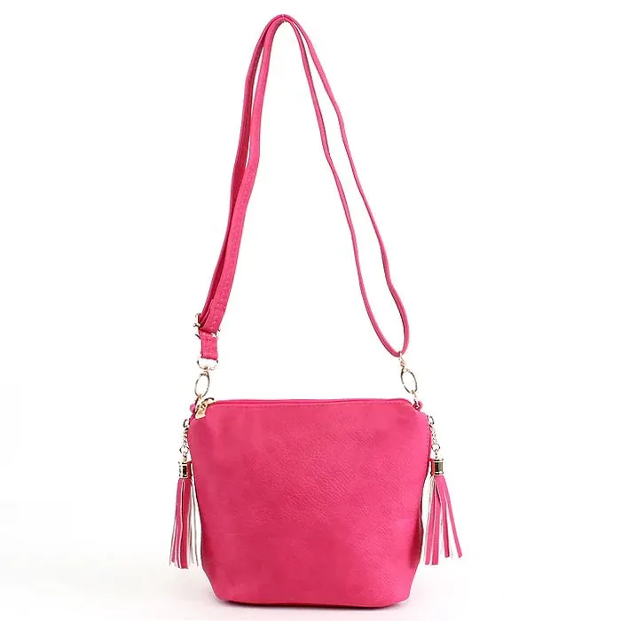 A8008 Crossbody Bag w/ 2 Side Tassel Zippers