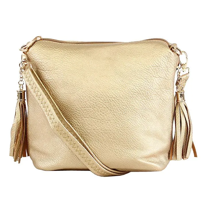 A8008 Crossbody Bag w/ 2 Side Tassel Zippers