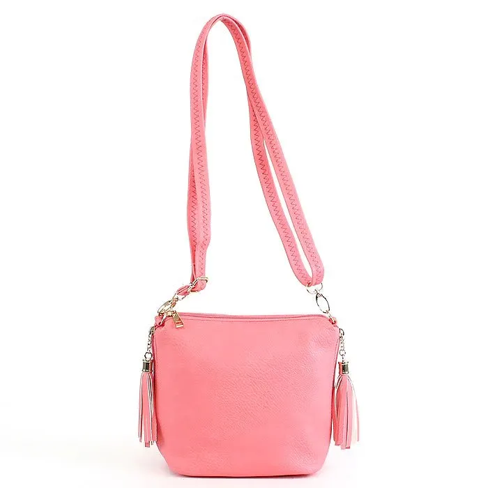 A8008 Crossbody Bag w/ 2 Side Tassel Zippers