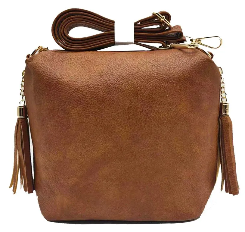 A8008 Crossbody Bag w/ 2 Side Tassel Zippers