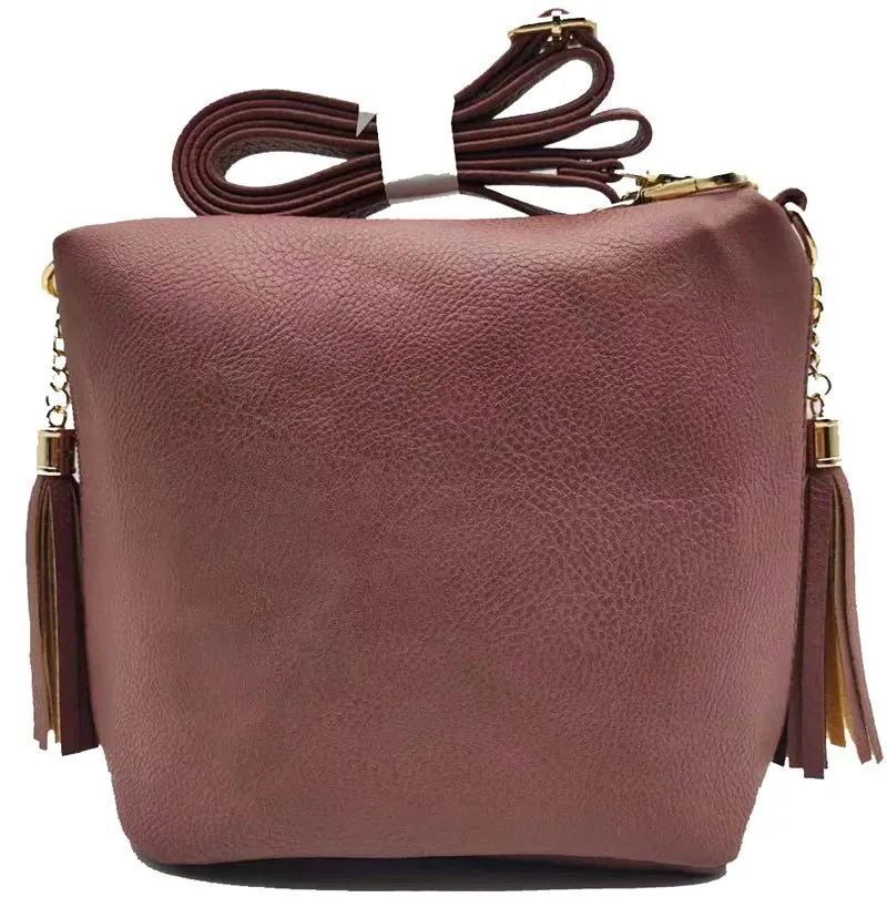 A8008 Crossbody Bag w/ 2 Side Tassel Zippers