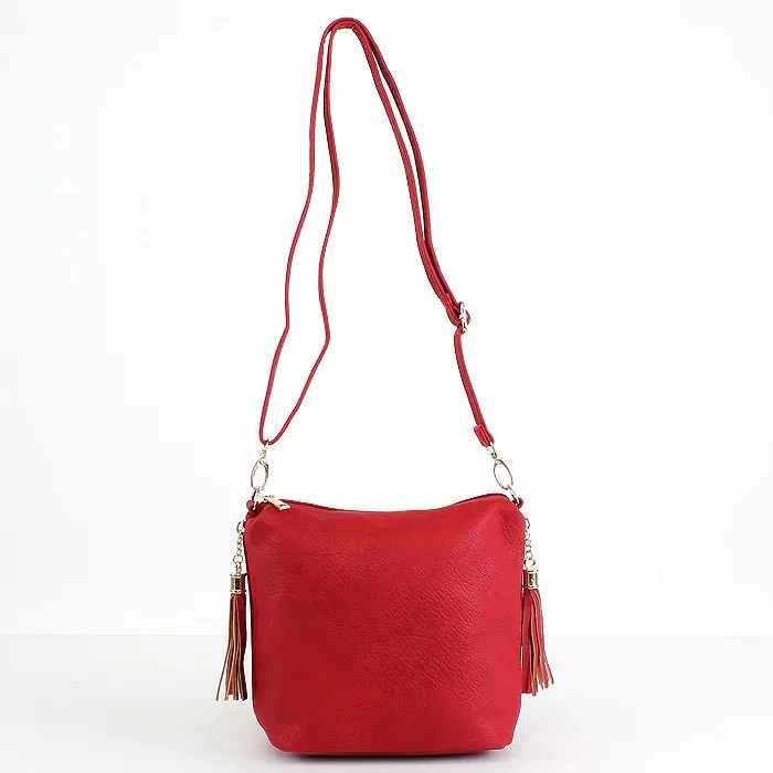 A8008 Crossbody Bag w/ 2 Side Tassel Zippers