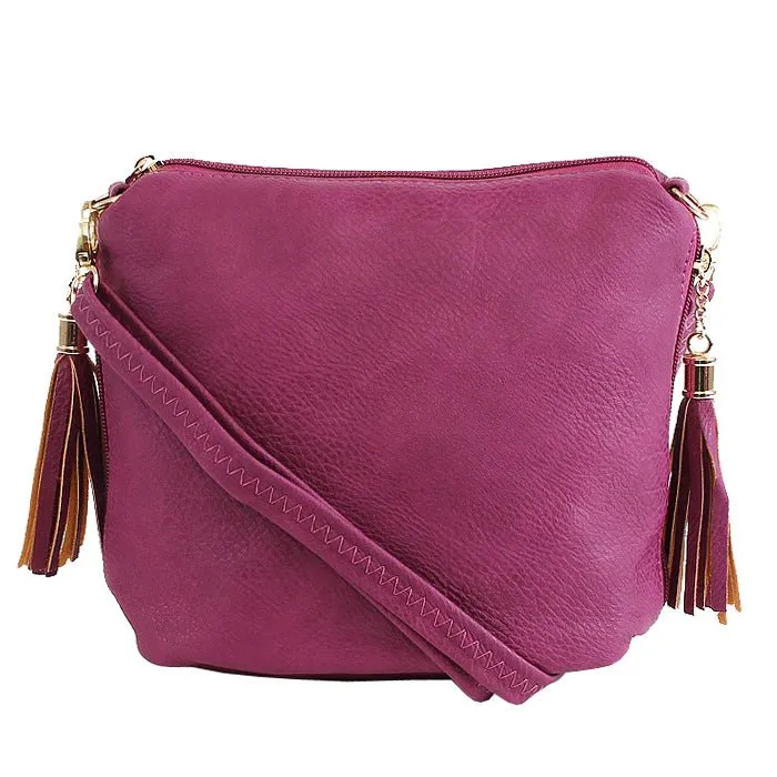 A8008 Crossbody Bag w/ 2 Side Tassel Zippers
