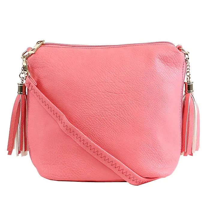 A8008 Crossbody Bag w/ 2 Side Tassel Zippers