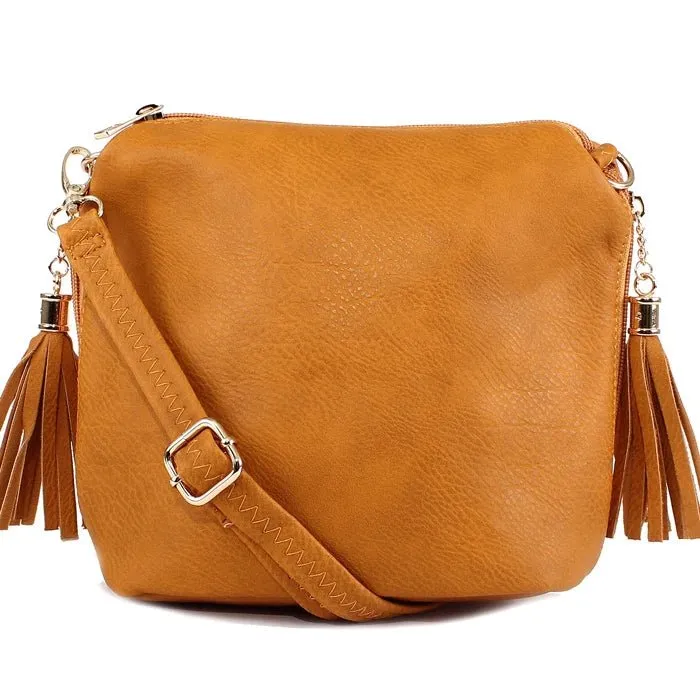 A8008 Crossbody Bag w/ 2 Side Tassel Zippers