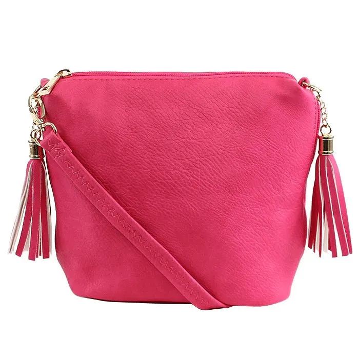 A8008 Crossbody Bag w/ 2 Side Tassel Zippers