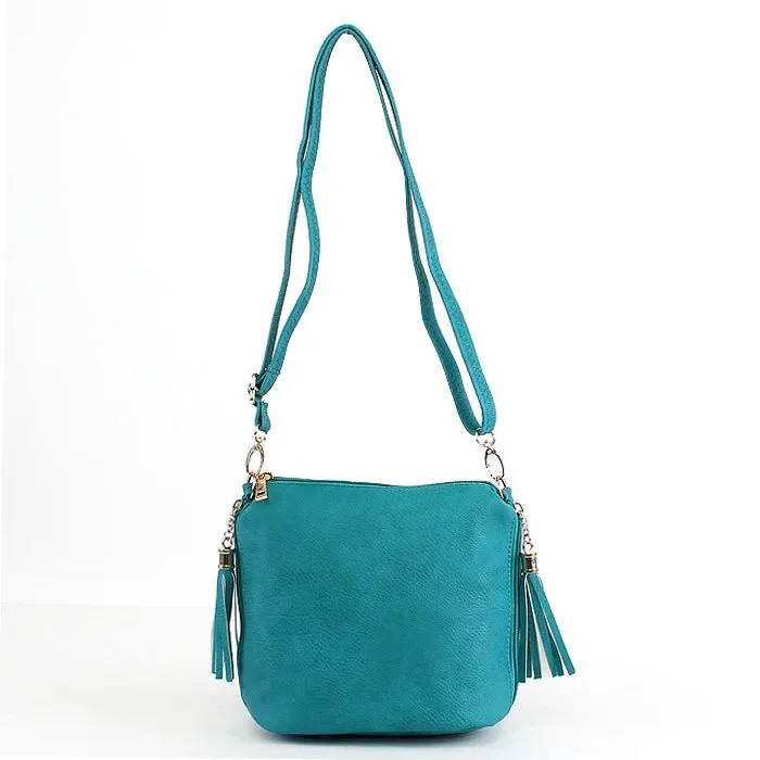A8008 Crossbody Bag w/ 2 Side Tassel Zippers