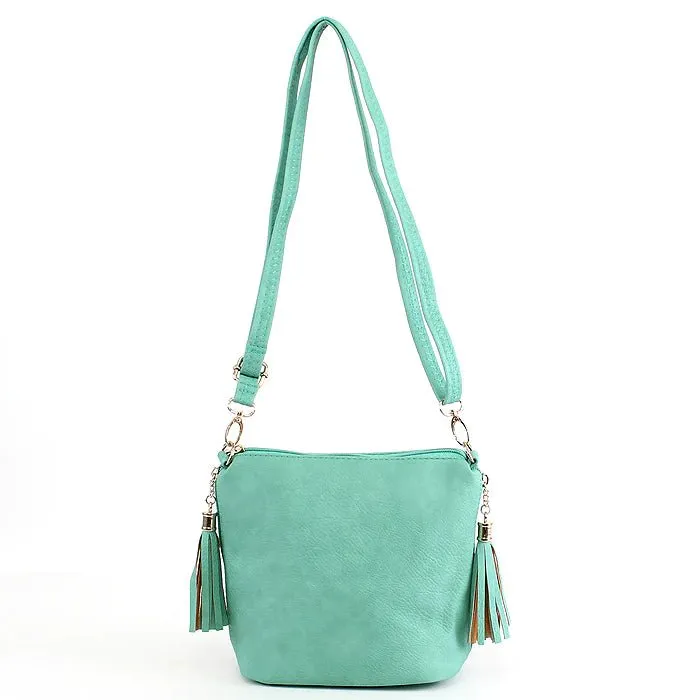 A8008 Crossbody Bag w/ 2 Side Tassel Zippers