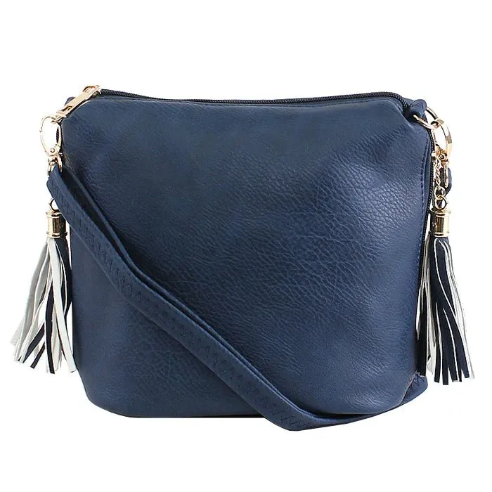 A8008 Crossbody Bag w/ 2 Side Tassel Zippers