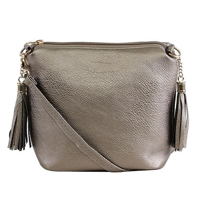 A8008 Crossbody Bag w/ 2 Side Tassel Zippers