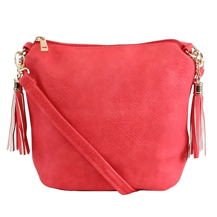 A8008 Crossbody Bag w/ 2 Side Tassel Zippers