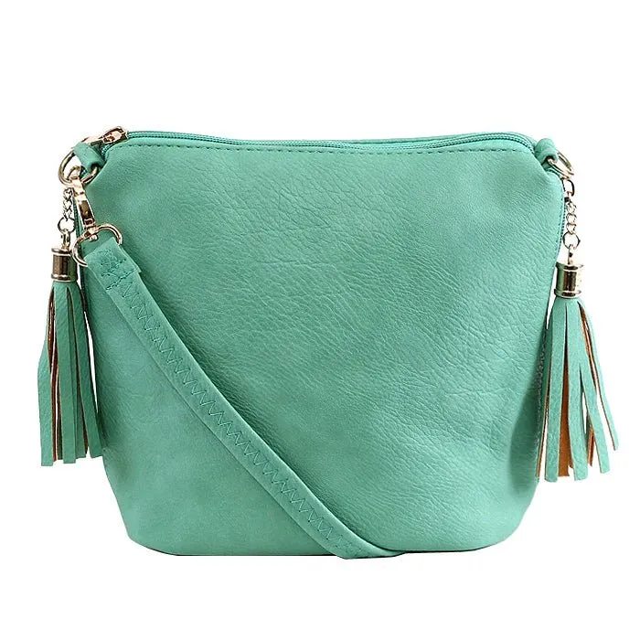 A8008 Crossbody Bag w/ 2 Side Tassel Zippers
