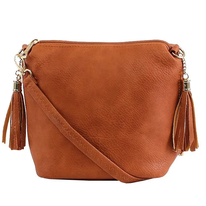 A8008 Crossbody Bag w/ 2 Side Tassel Zippers