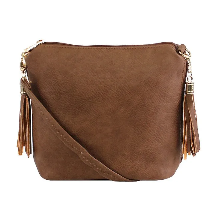 A8008 Crossbody Bag w/ 2 Side Tassel Zippers