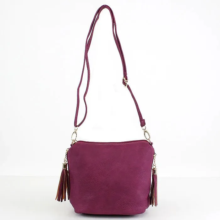 A8008 Crossbody Bag w/ 2 Side Tassel Zippers