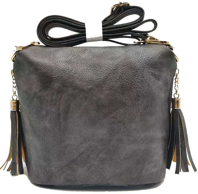 A8008 Crossbody Bag w/ 2 Side Tassel Zippers