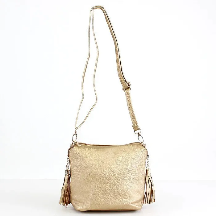 A8008 Crossbody Bag w/ 2 Side Tassel Zippers