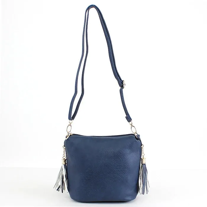 A8008 Crossbody Bag w/ 2 Side Tassel Zippers