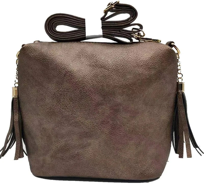 A8008 Crossbody Bag w/ 2 Side Tassel Zippers
