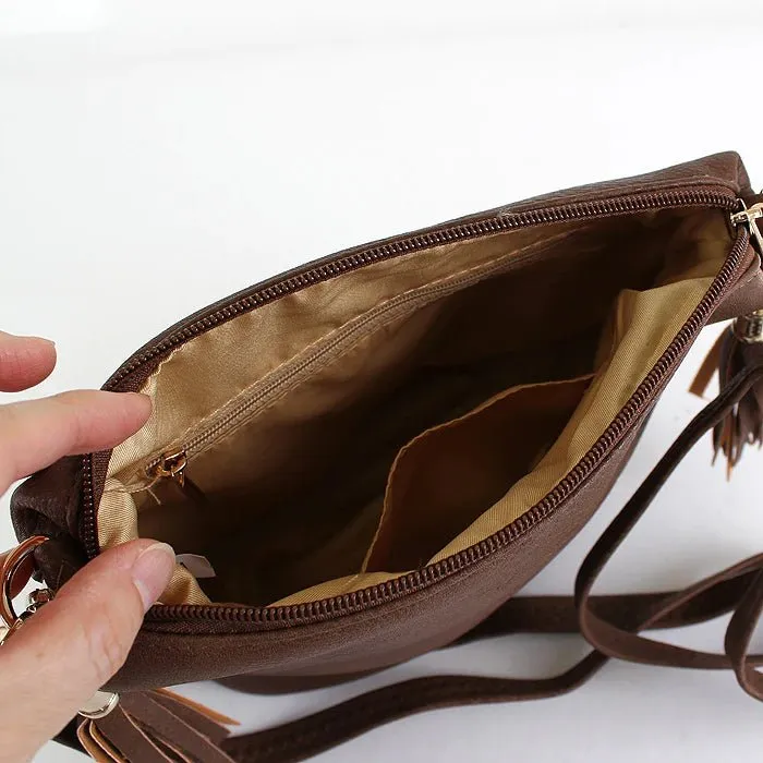 A8008 Crossbody Bag w/ 2 Side Tassel Zippers