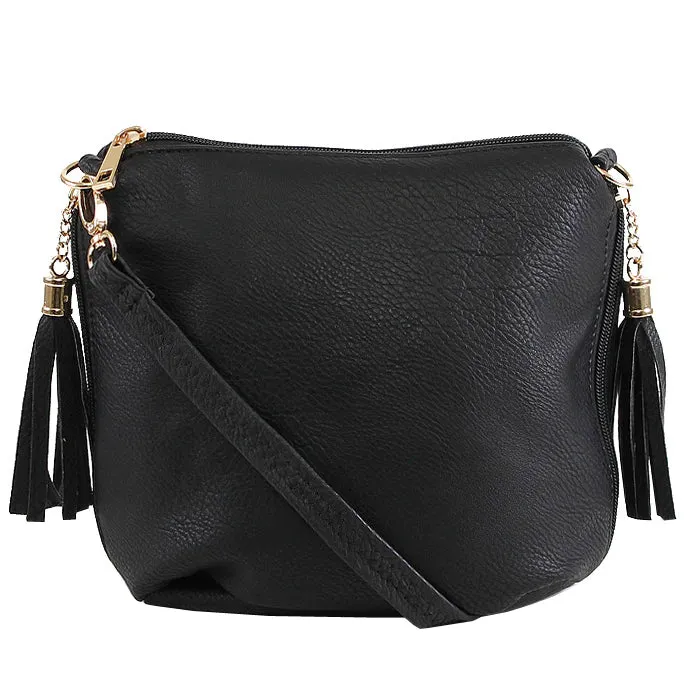 A8008 Crossbody Bag w/ 2 Side Tassel Zippers