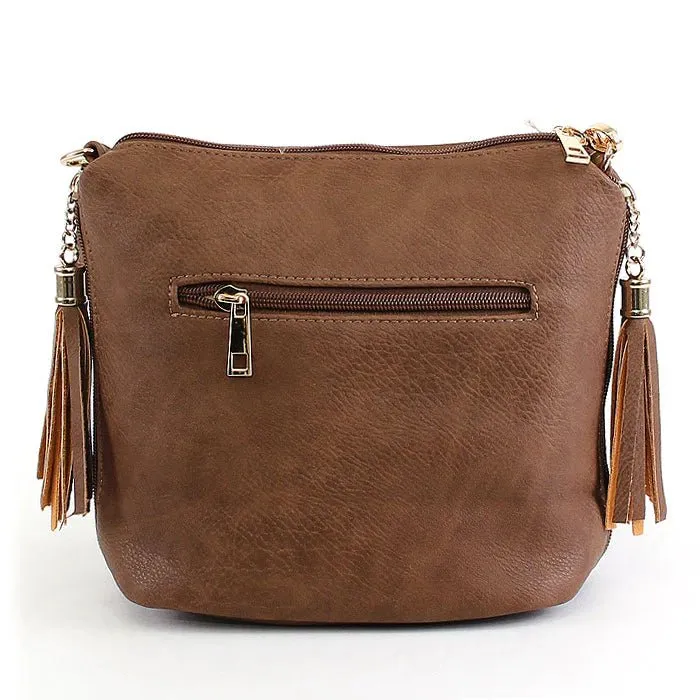 A8008 Crossbody Bag w/ 2 Side Tassel Zippers