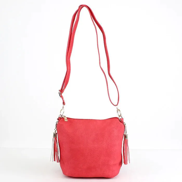 A8008 Crossbody Bag w/ 2 Side Tassel Zippers