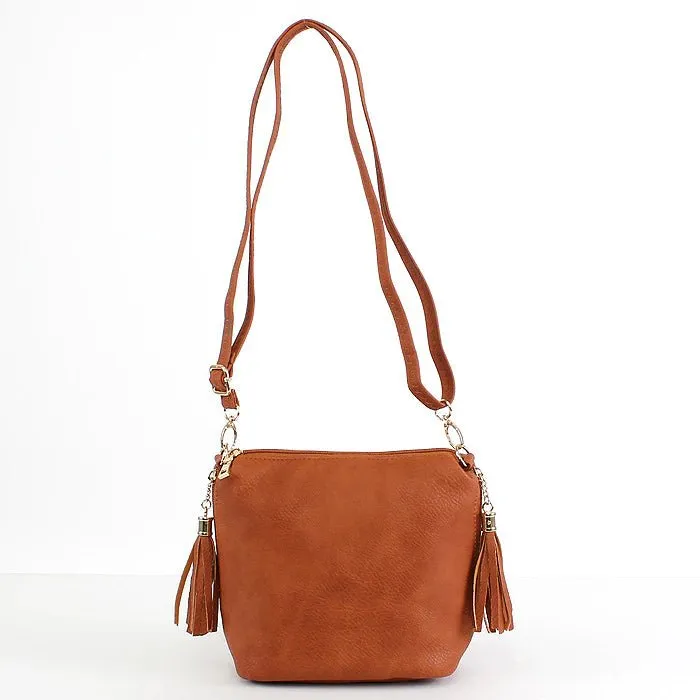 A8008 Crossbody Bag w/ 2 Side Tassel Zippers