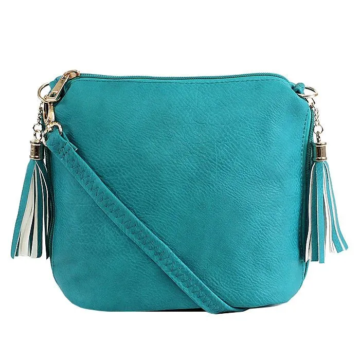 A8008 Crossbody Bag w/ 2 Side Tassel Zippers
