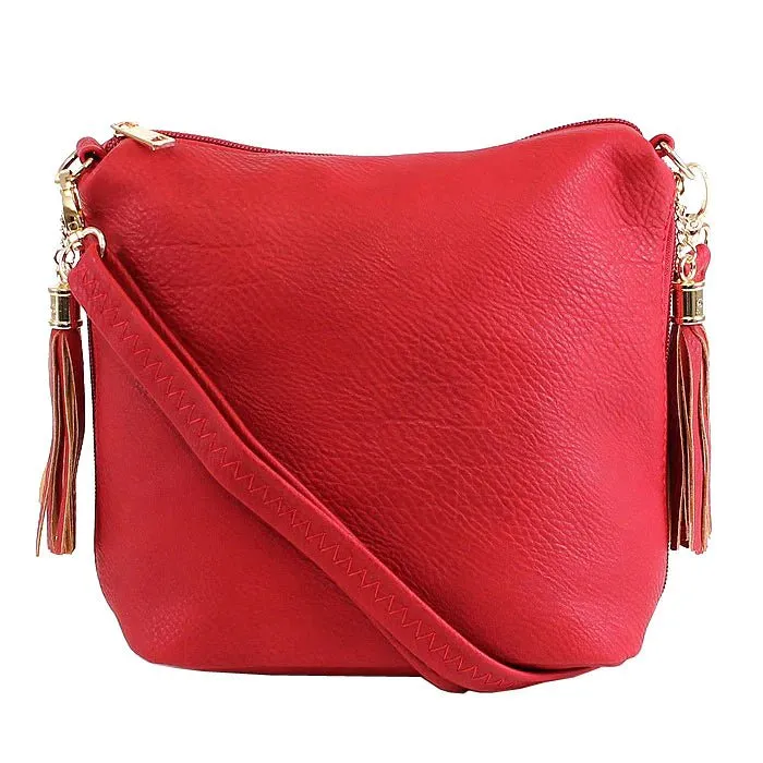 A8008 Crossbody Bag w/ 2 Side Tassel Zippers