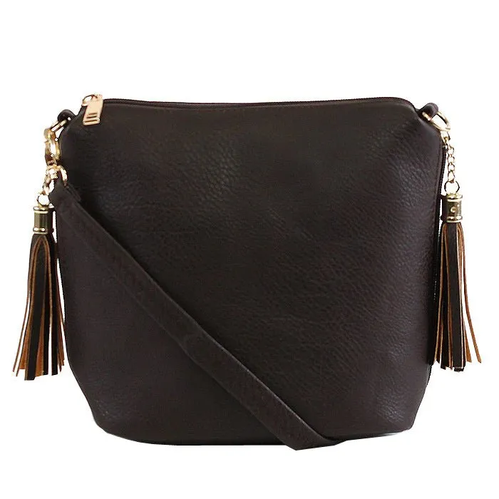 A8008 Crossbody Bag w/ 2 Side Tassel Zippers