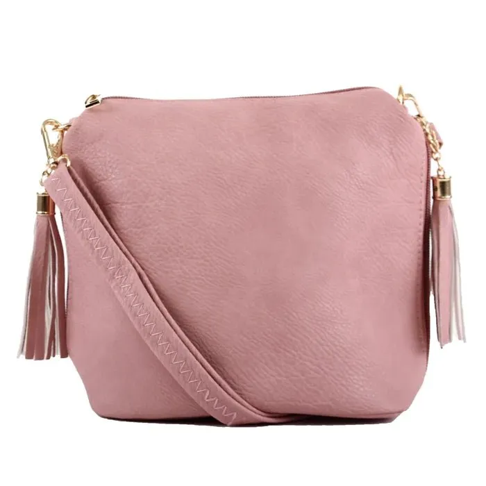 A8008 Crossbody Bag w/ 2 Side Tassel Zippers