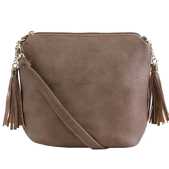 A8008 Crossbody Bag w/ 2 Side Tassel Zippers