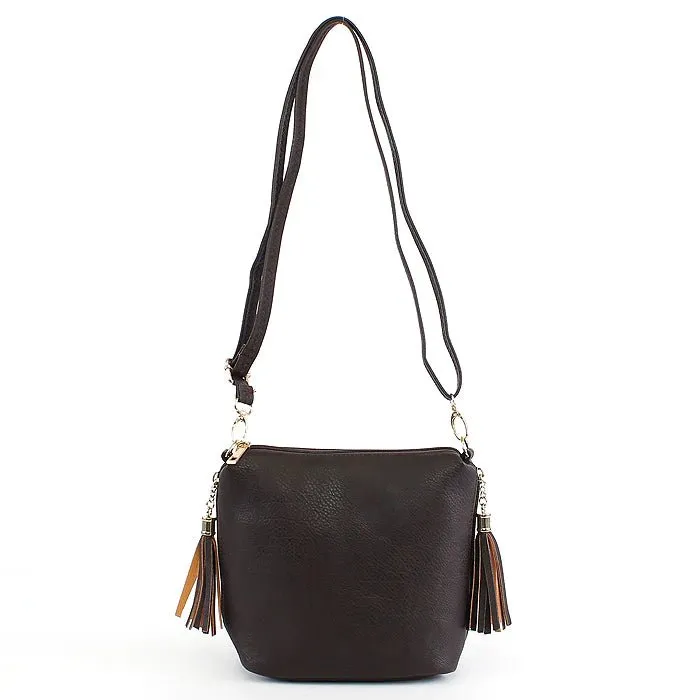 A8008 Crossbody Bag w/ 2 Side Tassel Zippers
