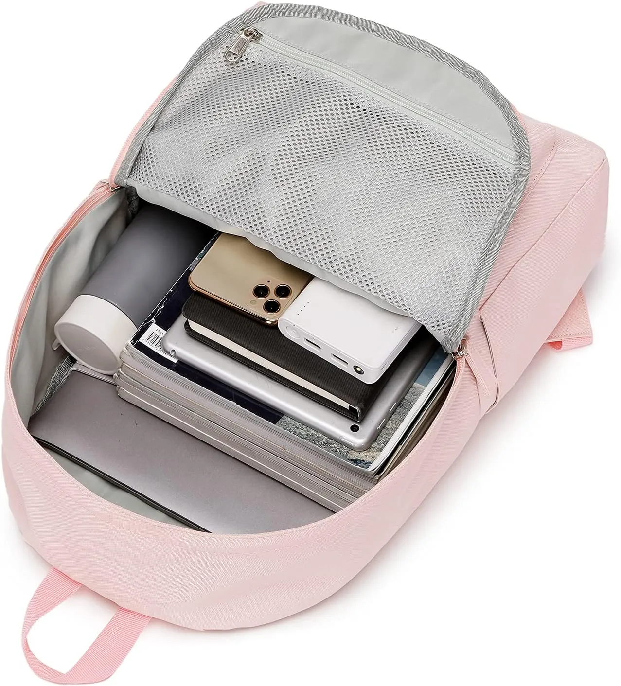 abshoo Lightweight Plain Teen Girls Backpacks for School Solid Color Women College Boobags (Light Pink)