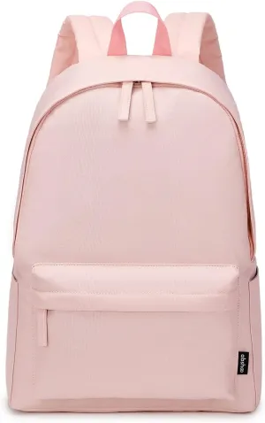 abshoo Lightweight Plain Teen Girls Backpacks for School Solid Color Women College Boobags (Light Pink)