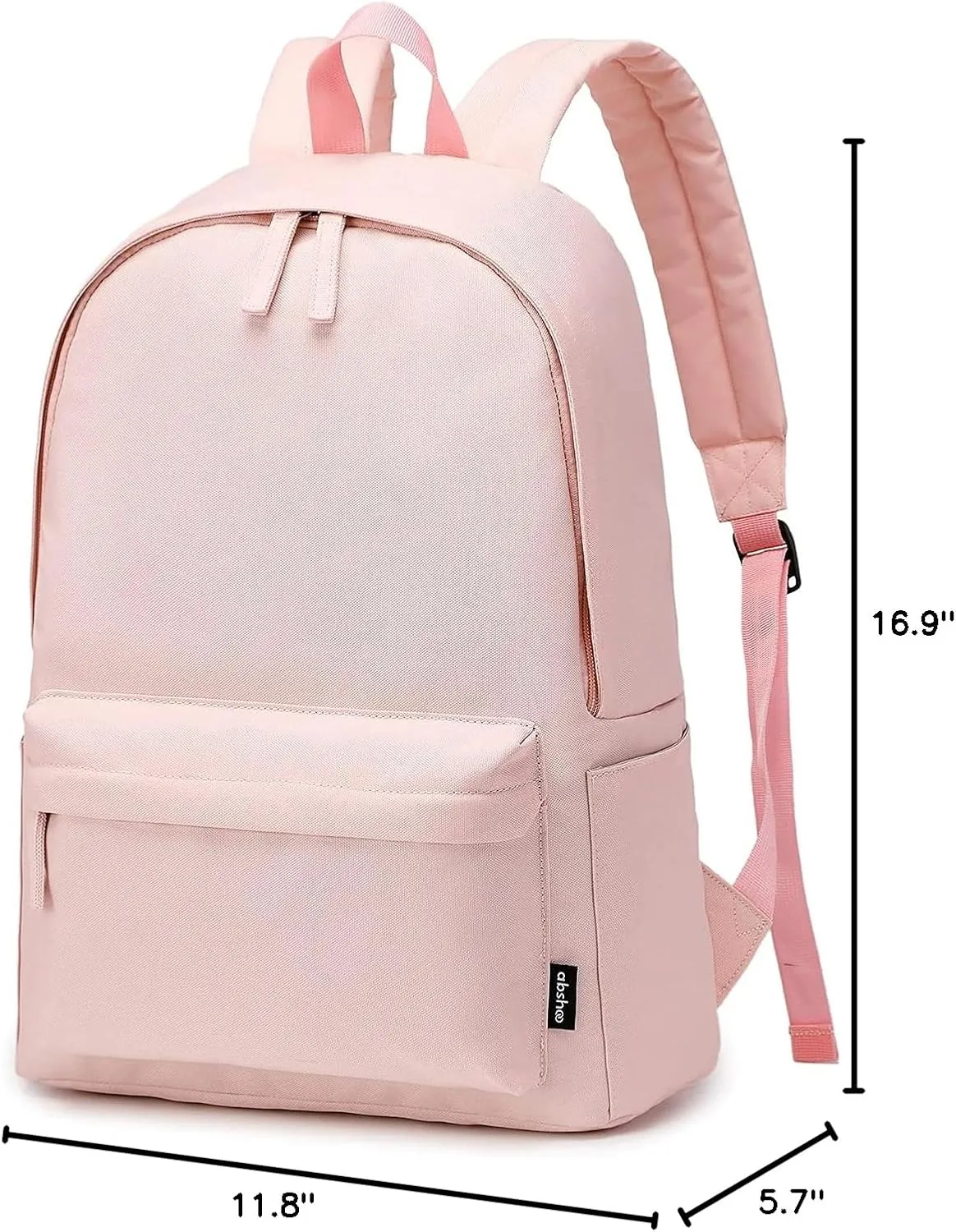 abshoo Lightweight Plain Teen Girls Backpacks for School Solid Color Women College Boobags (Light Pink)